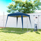 Outsunny 3 M x 3 M Base/ 2.5 M x 2.5 M Top Pop Up Gazebo, 2 Person Setup Instant with Carry Bag, Height Adjustable Slant Leg Party Tent Instant Event Shelter for Garden, Patio