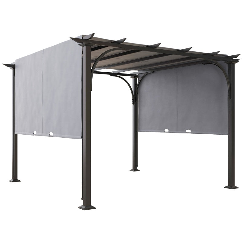 Outsunny 3 x 3(m) Outdoor Pergola, Garden Pergola Gazebo with Adjustable Canopy, Grey