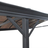 Outsunny 5 x 3(m) Hardtop Gazebo Aluminium Pavilion Carport Garden Shelter Pergola with Polycarbonate Roof, Brown