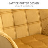 HOMCOM Armchair Accent Chair, Vanity Chair with Wide Arms, Slanted Back, Padding, Metal Frame, Wooden Legs, Home Bedroom Furniture Seating, Set of 2, Yellow