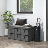 HOMCOM Six-Drawer Shoe Storage Bench, with Padded Top Seat - Dark Grey