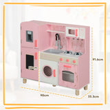 AIYAPLAY Play Kitchen, Kids Kitchen Set with Lights and Sounds, Double Stoves, Ice Maker, Chalkboard for 3+ Years, Pink