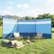 Outsunny Camping Windbreaker with Clear Windows, Carry Bag and Steel Poles, for Beach Caravan Campervan, 440 x 140cm, Blue