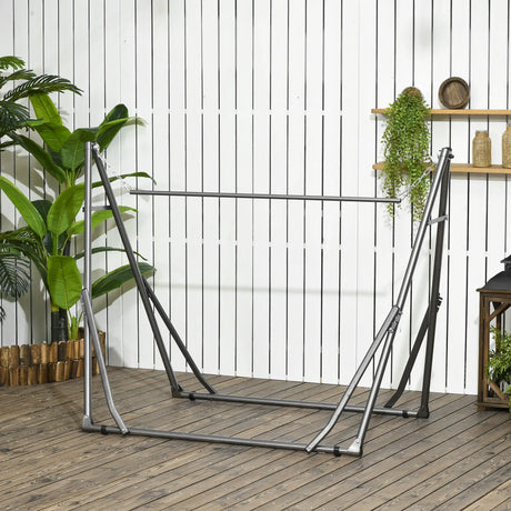 Outsunny Foldable Hammock Stand, Portable Hammock with Metal Frame, 2 in 1 Hammock Net Stand, Clothes Drying Rack, Load Capacity 120kg, for Patio, Garden, Yard, Black