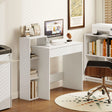 HOMCOM Desk with Storage, Computer Desk with 3 Open Shelves and Drawer, Workstation, Computer Table, White
