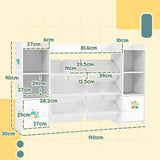 AIYAPLAY Kids Toy Organizers and Storage with 8 Removable Storage Bins and Bookshelf, White