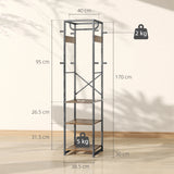 HOMCOM Multi-Storage Clothes Rack - Brown/Black