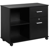 Vinsetto Filing Cabinet with Wheels, Mobile Printer Stand with Open Shelves and Lockable Drawer for A4 Size Documents, Black