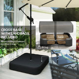 Outsunny 3 m Garden Cantilever Parasol with Cross Base, Sandbag, 360 Rotating Overhanging Banana Umbrella, Beige