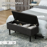 HOMCOM 57L Teddy Fleece Storage Ottoman - Dark Grey