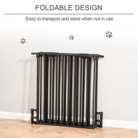 PawHut 5 Panels Pet Playpen Metal Fence w/ Walk Through Door - Black