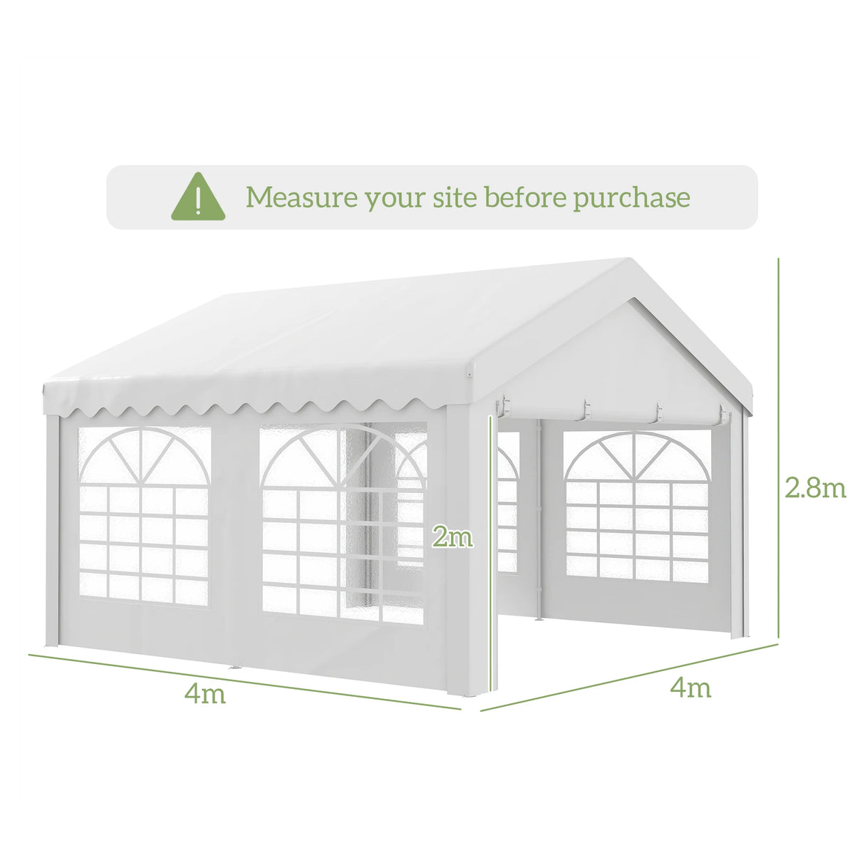 Outsunny 4m x 4m Marquee Party Tent, Heavy Duty Wedding Canopy with Sidewalls, Doors, Windows, Galvanised Garden Gazebo for Parties Events, White