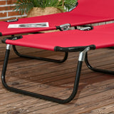 Outsunny Set of Two Folding Sun Loungers - Red