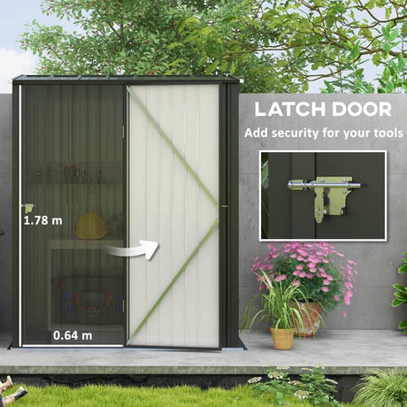 Outsunny 5.3 x 3.1ft Corrugated Steel Garden Shed - Black