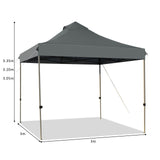 10' x 10' Portable Pop Up Canopy Event Party Tent Adjustable with Roller Bag-Gray