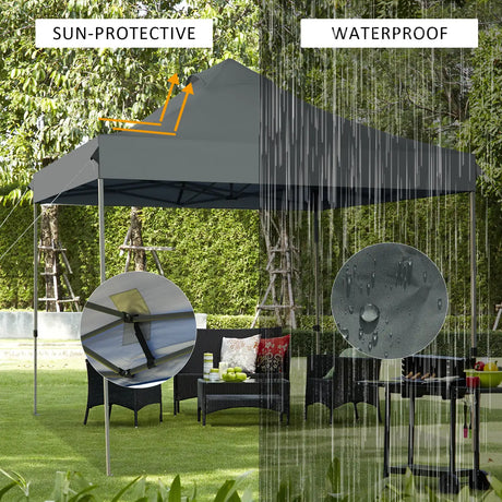 10' x 10' Portable Pop Up Canopy Event Party Tent Adjustable with Roller Bag-Gray