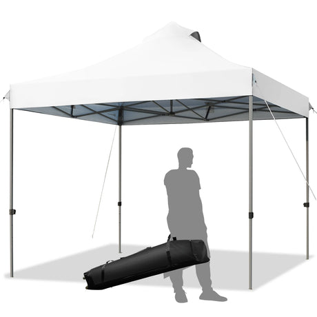 10' x 10' Portable Pop Up Canopy Event Party Tent Adjustable with Roller Bag-White