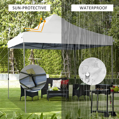 10' x 10' Portable Pop Up Canopy Event Party Tent Adjustable with Roller Bag-White