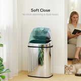 HOMCOM 50L Stainless Steel Sensor Bin - Silver Tone