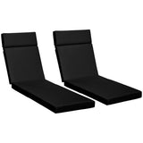 Outsunny Set of 2 Sun Lounger Cushions, Replacement Cushions for Rattan Furniture with Ties, 196 x 55 cm, Black