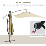 Outsunny 3m Square Canopy Cantilever Parasol, with Cross Base - Brown