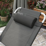 Outsunny Foldable Lounge Chair with 4-Level Adjustable Backrest & Headrest - Charcoal Grey