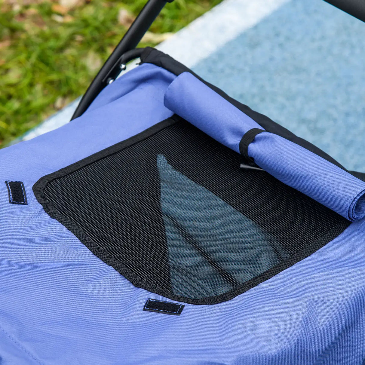 PawHut Foldable Pet Stroller, with Washable Cushion, Storage Bags, Safety Leash, for Medium, Large Dogs, Cats - Blue