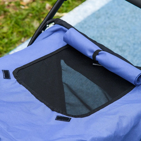 PawHut Foldable Pet Stroller, with Washable Cushion, Storage Bags, Safety Leash, for Medium, Large Dogs, Cats - Blue