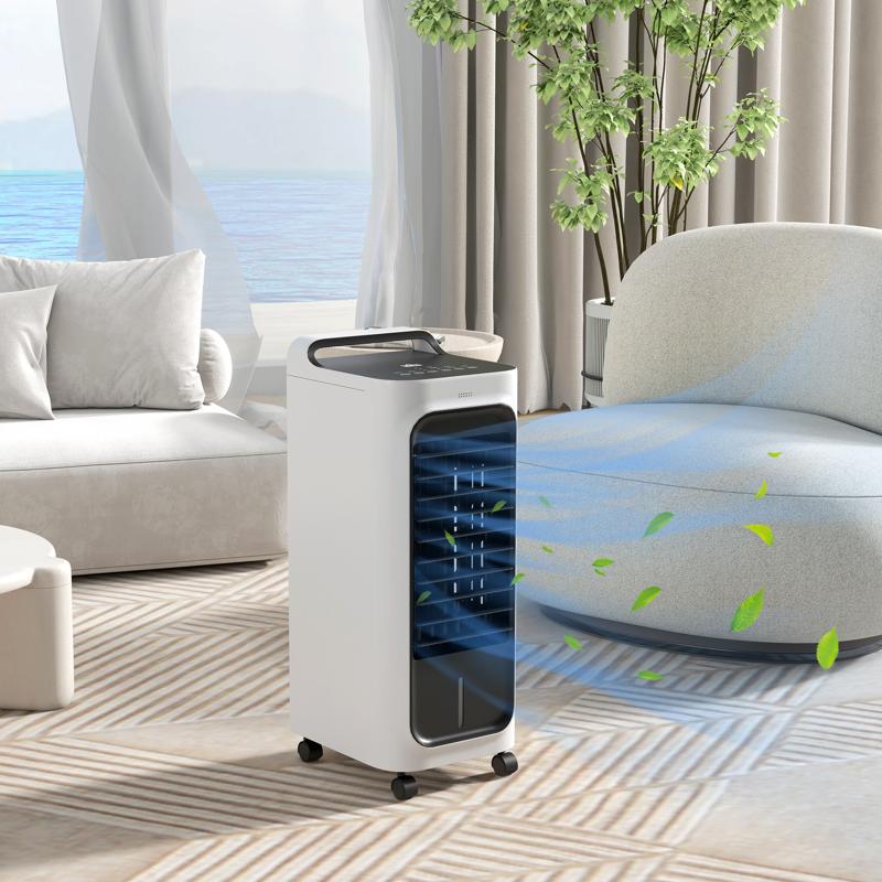 HOMCOM Three-Cool Air Conditioner, with Ice Pack and Remote - White