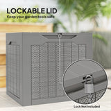 Outsunny 93L Plastic Garden Storage Box, Outdoor Storage Box with Handles, Waterproof Outdoor Storage Container, Khaki