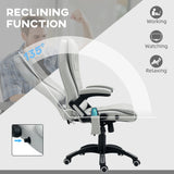 HOMCOM 6-Point Massage Office Chair with Seat Heated for Home Office, PU Leather High Back Executive Desk Chair with Adjustable Height and 360 Swivel for Work Study, Light Grey