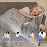 HOMCOM Electric Blanket with Dual Controllers, Machine Washable Heated Throw Blanket with Ultra Soft Flannel Fabric, 5 Heating Levels, 10 Hour Timer, Grey