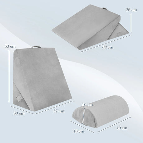 3 Piece Bed Wedge Pillow Set with Air Memory Foam