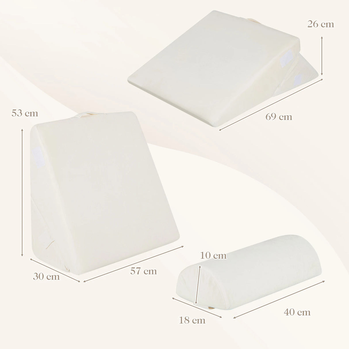 3 Pieces Bed Wedge Pillow Set with Air Memory Foam-Off-white