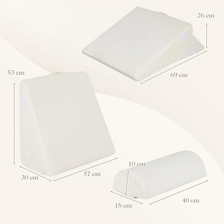 3 Pieces Bed Wedge Pillow Set with Air Memory Foam-Off-white