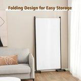 3-Panel Folding Room Divider with Wheels for Living Room Bedroom-White