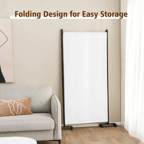 3-Panel Folding Room Divider with Wheels for Living Room Bedroom-White