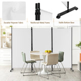 3-Panel Folding Room Divider with Wheels for Living Room Bedroom-White