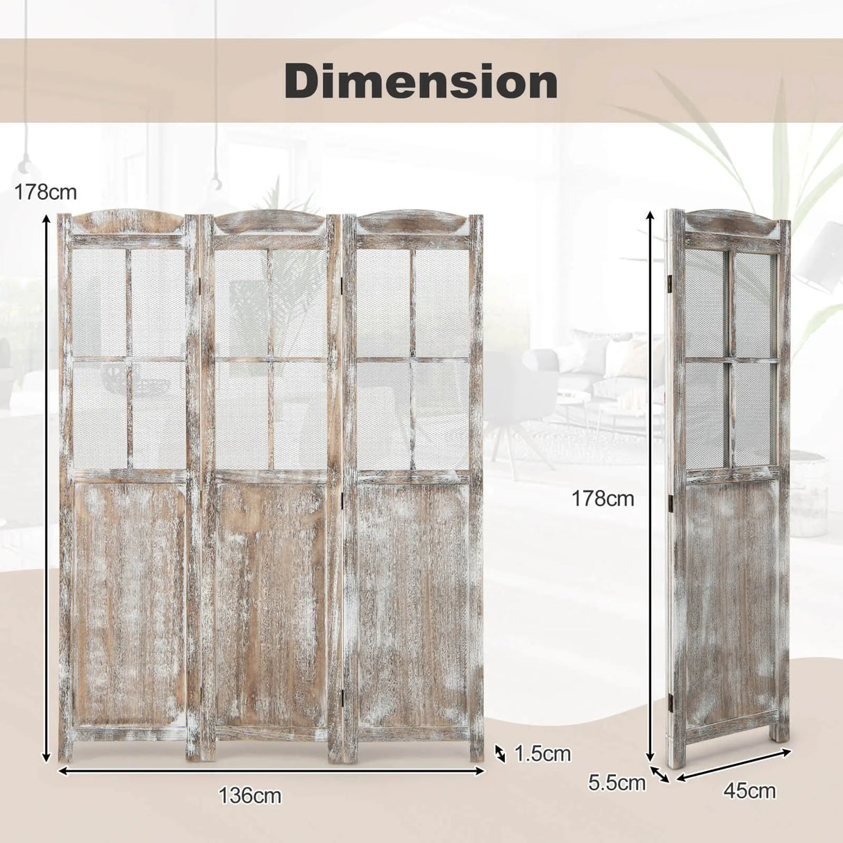 6 Feet Folding Privacy Screen