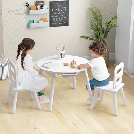 Children&#39;s table with 2 chairs 3 pcs. Children&#39;s seating group made of wood Children&#39;s furniture set stackable white