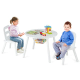 Children&#39;s table with 2 chairs 3 pcs. Children&#39;s seating group made of wood Children&#39;s furniture set stackable white