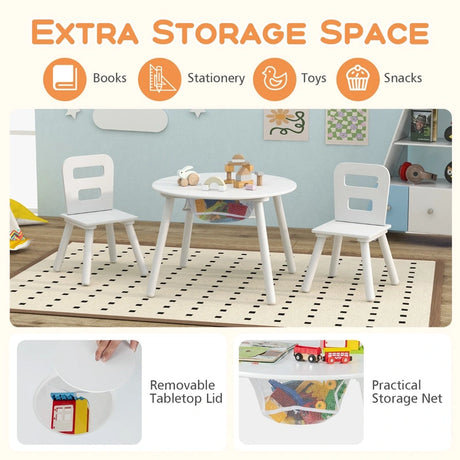 Children&#39;s table with 2 chairs 3 pcs. Children&#39;s seating group made of wood Children&#39;s furniture set stackable white