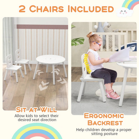 Children&#39;s table with 2 chairs 3 pcs. Children&#39;s seating group made of wood Children&#39;s furniture set stackable white