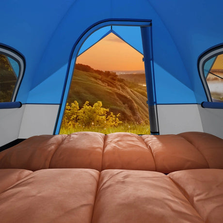 3-Person Outdoor Camping Tent with Removable Floor Mat-Black &amp; Blue