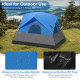 3-Person Outdoor Camping Tent with Removable Floor Mat-Black &amp; Blue