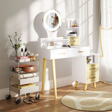 HOMCOM Elegant Dressing Table, with Storage - White