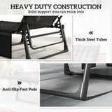 Outsunny Folding Sun Lounger for Garden, 5-Position Oversized Camping Bed Recliner with Cushions, Dark Grey
