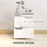 HOMCOM High Gloss Bedside Table - White