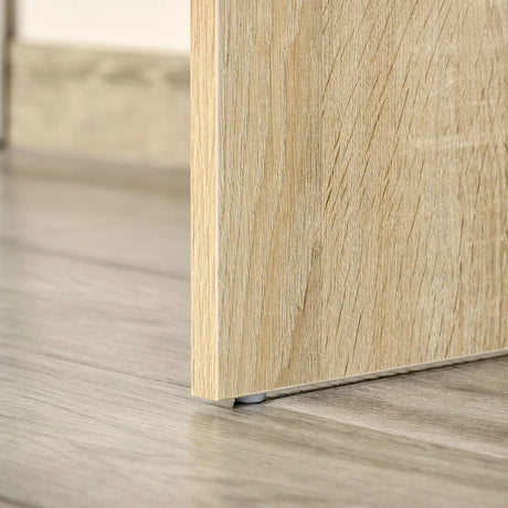 HOMCOM L-Shaped Desk, Corner Computer Desk with Storage Drawer, Adjustable Shelf, Cabinet for Home Office and Study, 120 x 92 x 75cm, Oak and White