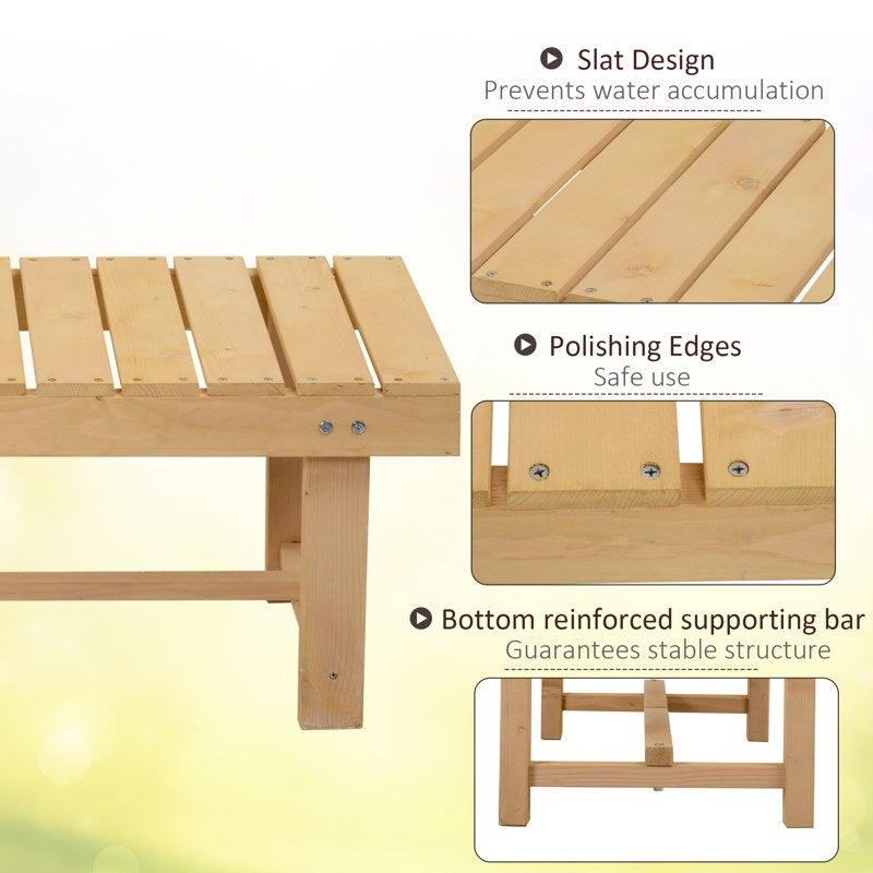 Outsunny 5 Pieces 2-seater Outdoor Indoor Wooden Garden Bench Fir Patio Loveseat, 110L x 38W x 35Hcm, Natural